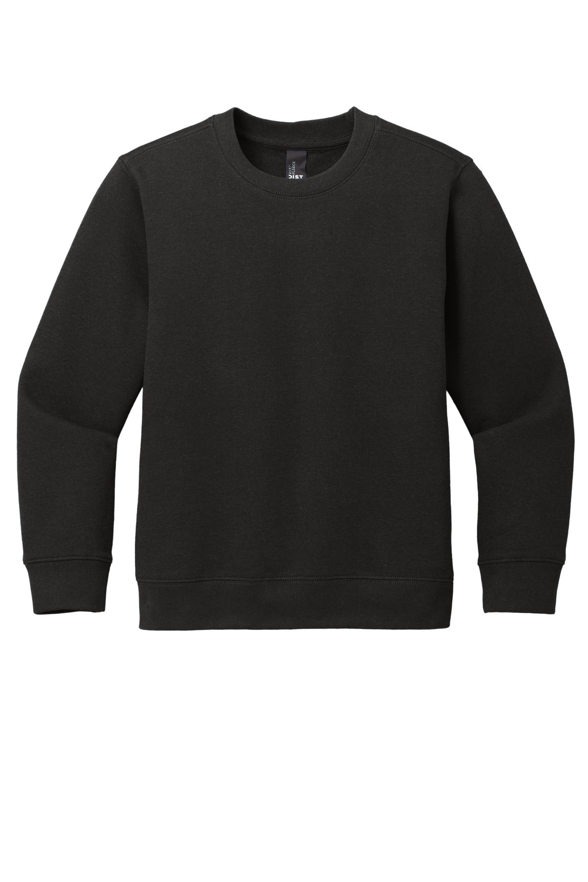 Front View of Black District Youth V.I.T. Fleece Crew DT6104Y