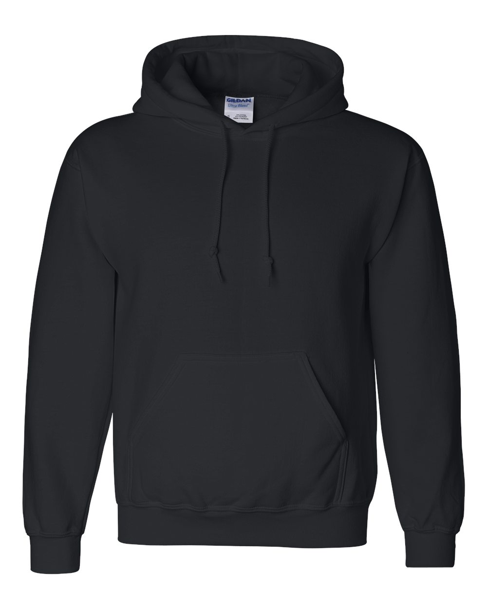 Front View of Black DryBlend® Hooded Sweatshirt - 12500