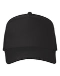 Front View of Black Five-Panel Twill Cap - 8869