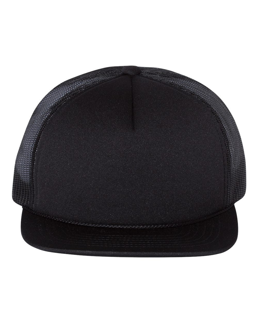 Front View of Black Foamie Trucker Cap - 113
