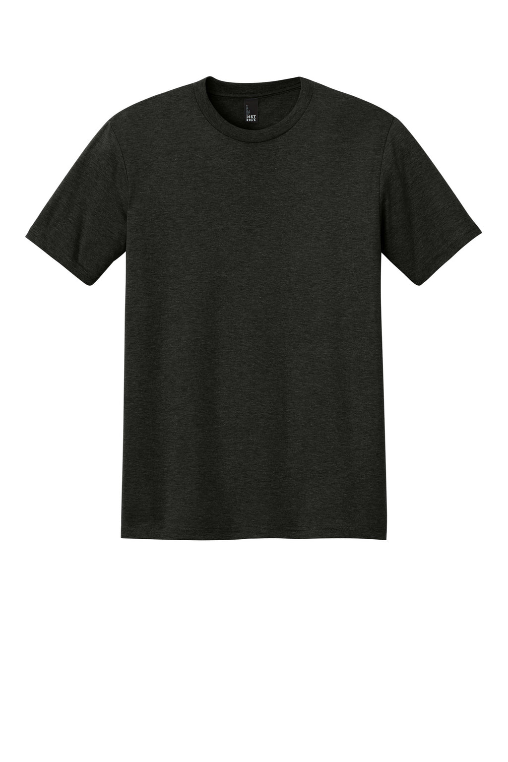 Front View of Black Frost District Perfect Tri Tee. DM130