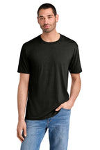 Front View of Black Frost District Perfect Tri Tee. DM130