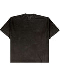 Front View of Black Garment-Dyed Drop-Shoulder T-Shirt - SHGDD