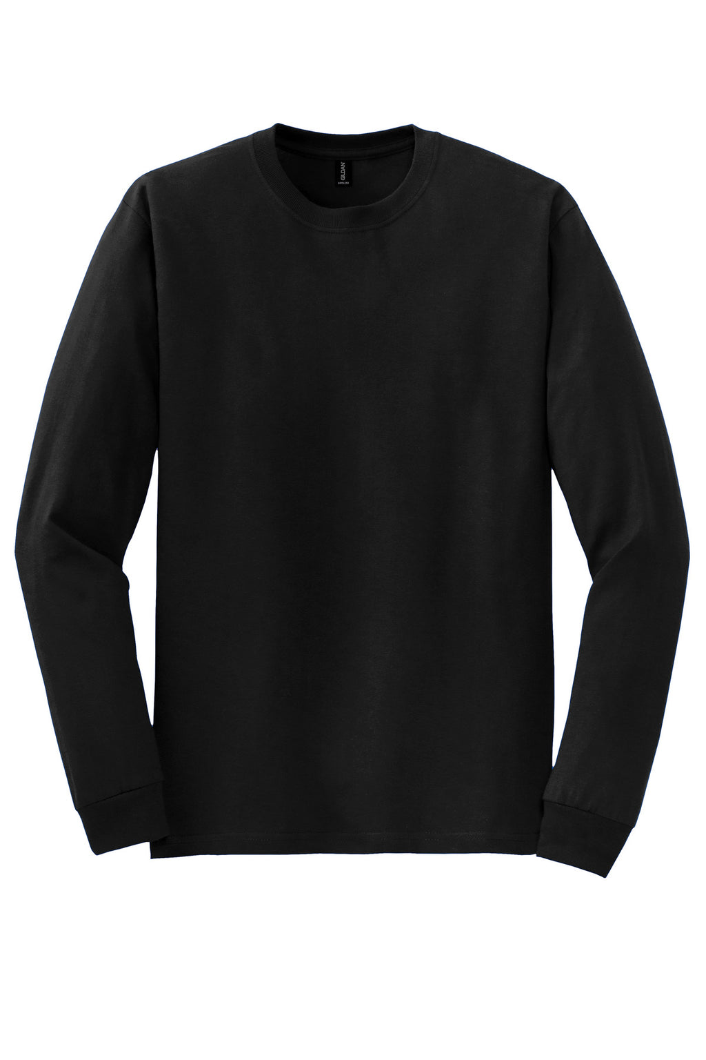 Front View of Black Gildan - DryBlend 50 Cotton/50 Poly Long Sleeve T-Shirt. 8400