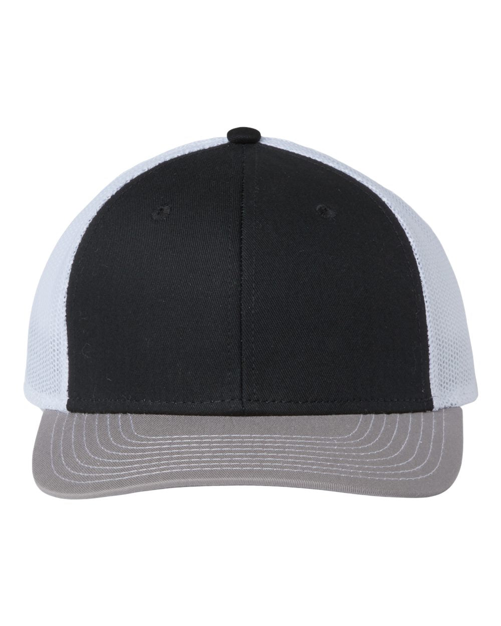 Front View of Black/ Grey/ White Everyday Trucker Cap - GB452E