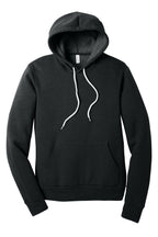 Front View of Black Ht BELLA+CANVAS Unisex Sponge Fleece Pullover Hoodie. BC3719