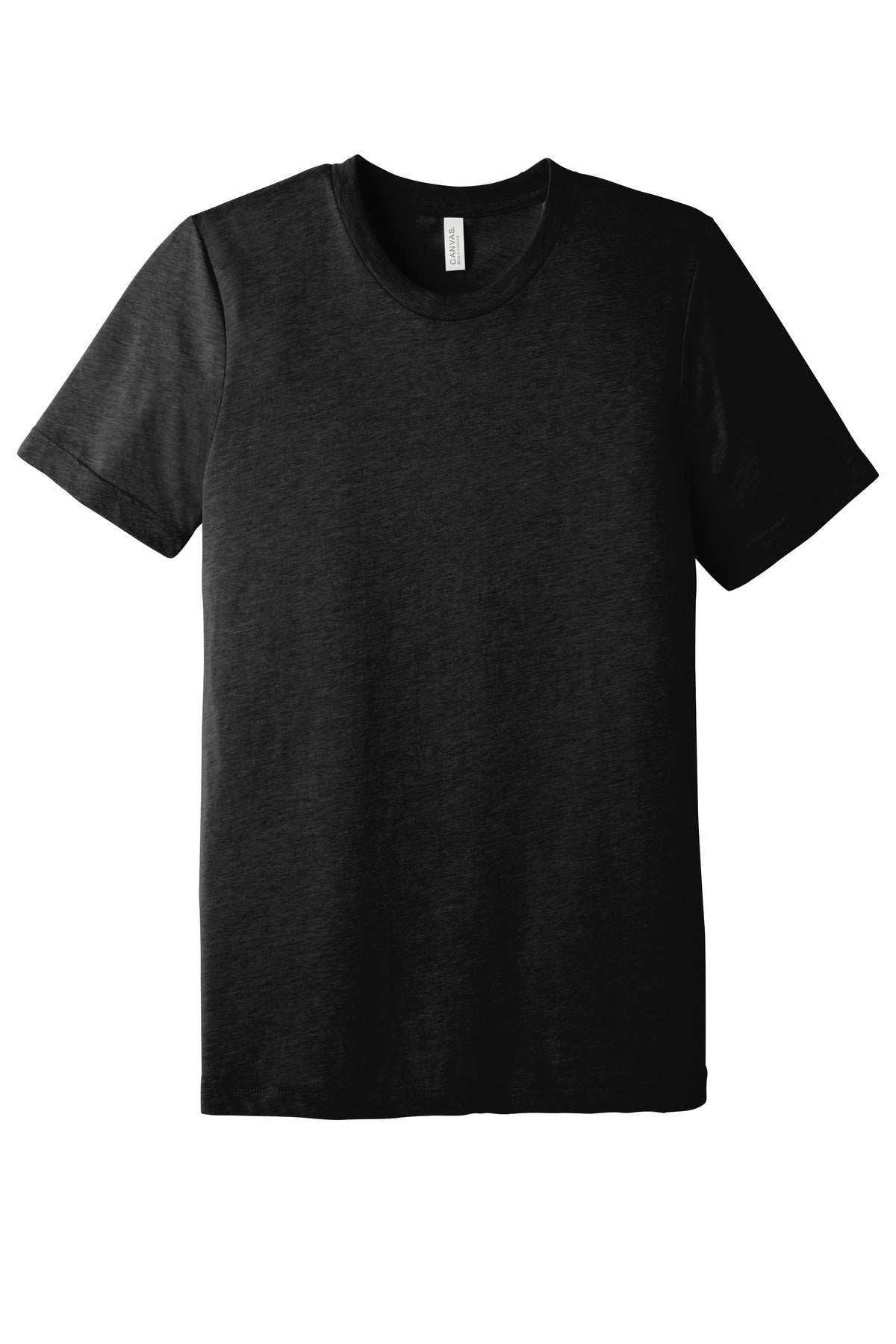 Front View of Black Ht TB BELLA+CANVAS Unisex Triblend Short Sleeve Tee. BC3413