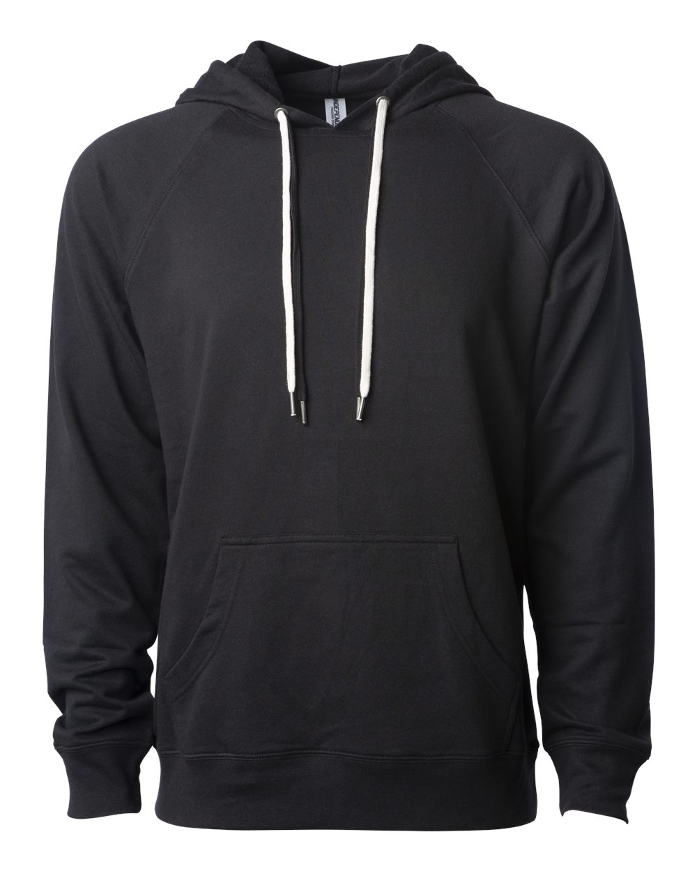 Front View of Black Icon Lightweight Loopback Terry Hooded Sweatshirt - SS1000