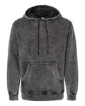 Front View of Black Midweight Mineral Wash Hooded Sweatshirt - PRM4500MW