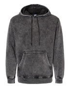 Front View of Black Midweight Mineral Wash Hooded Sweatshirt - PRM4500MW