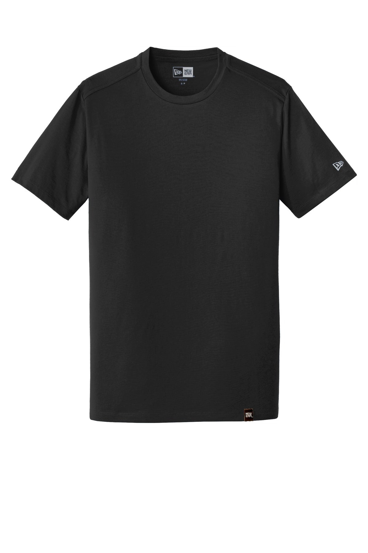 Front View of Black New Era Heritage Blend Crew Tee. NEA100
