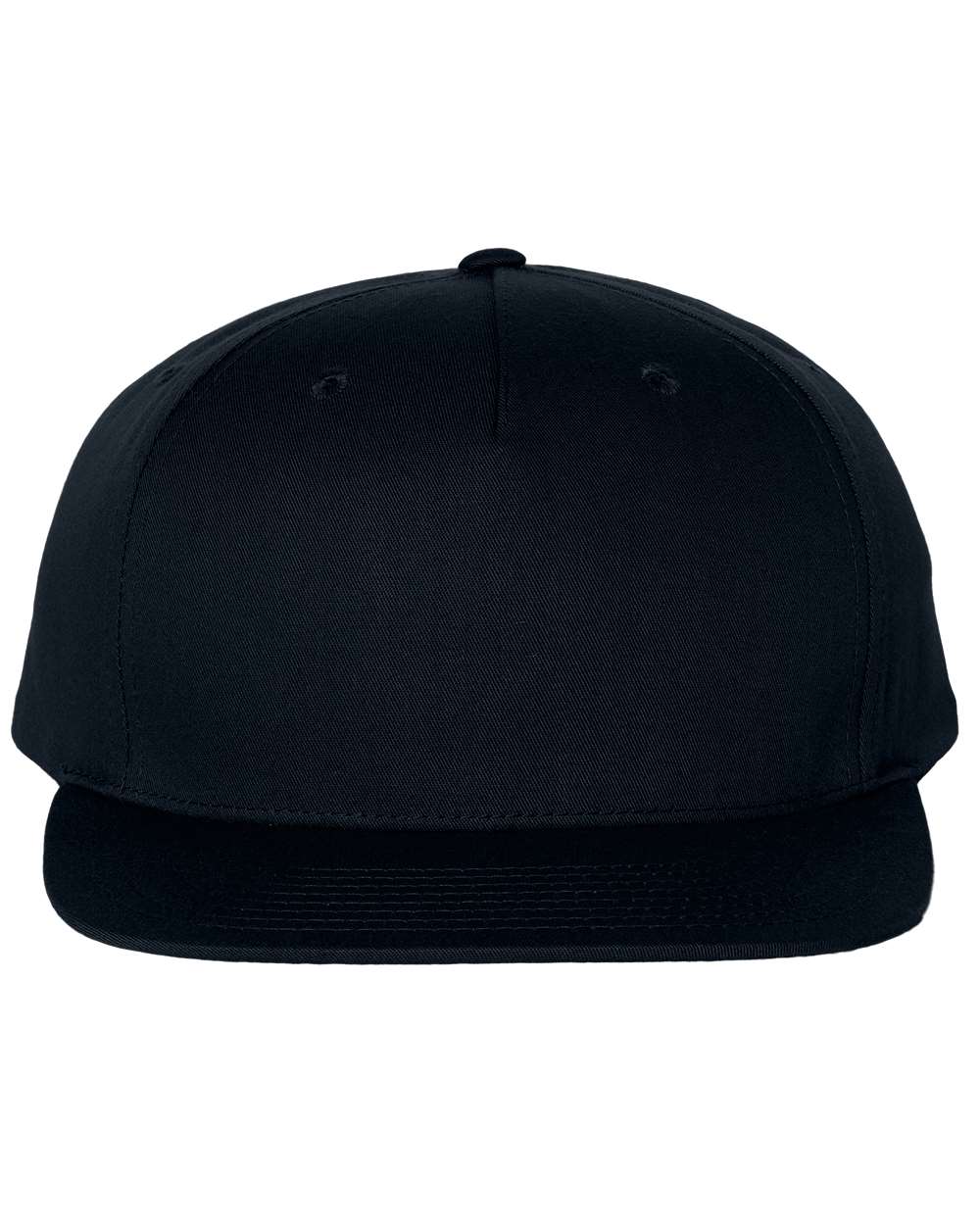 Front View of Black Pinch Front Structured Snapback Trucker Cap - 255