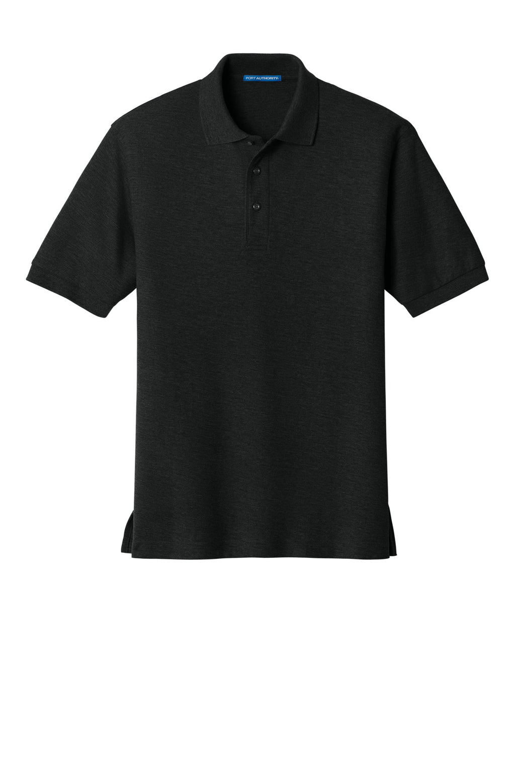 Front View of Black Port Authority Silk Touch Polo K500