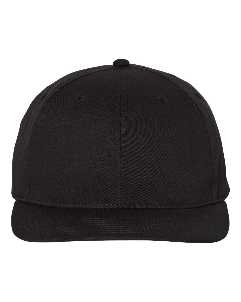 Front View of Black Pro Twill Snapback Cap - 212
