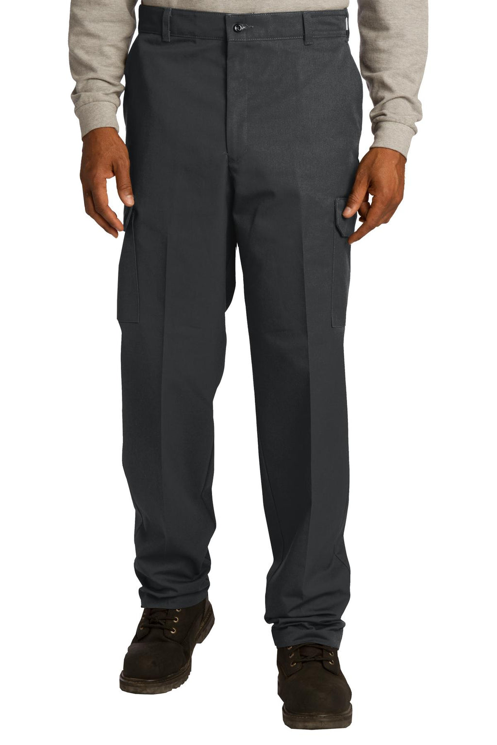 Front View of Black Red Kap Industrial Cargo Pant. PT88