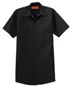 Front View of Black Red Kap Short Sleeve Industrial Work Shirt. SP24