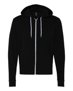 Front View of Black Sponge Fleece Full-Zip Hoodie - 3739