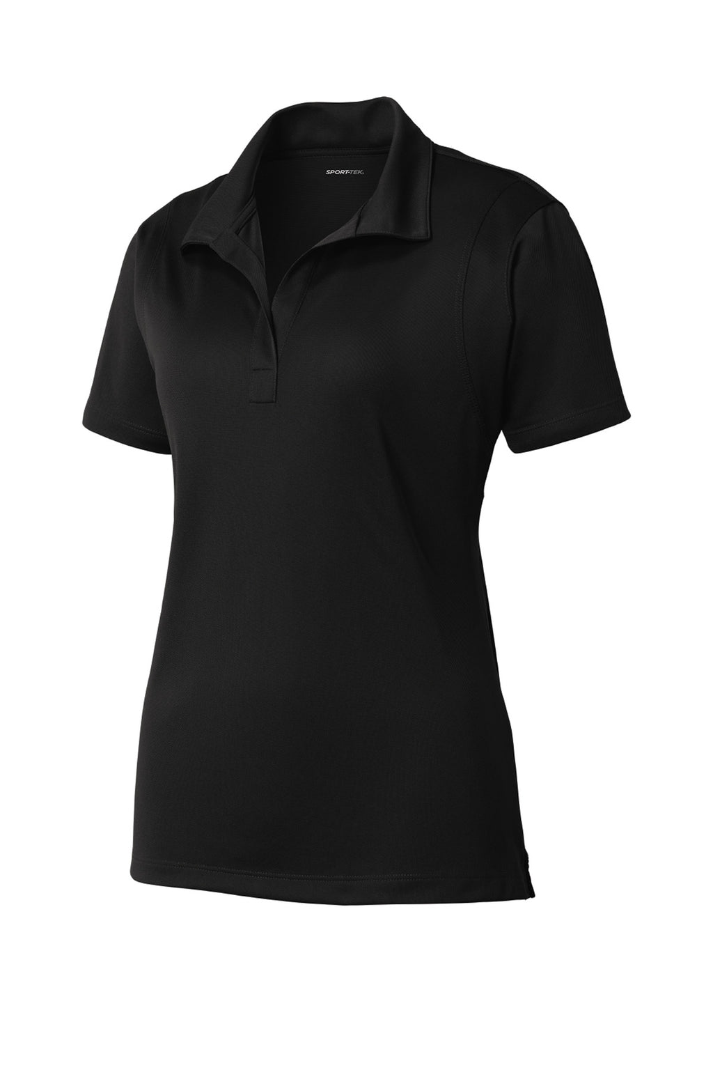 Front View of Black Sport-Tek Women's Micropique Sport-Wick Polo. LST650