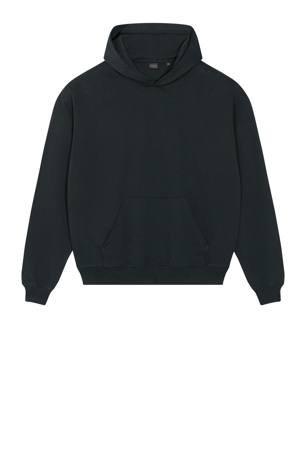Front View of Black Stanley/Stella Unisex Cooper Dry Hooded Sweatshirt SXU028
