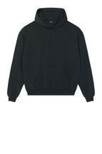 Front View of Black Stanley/Stella Unisex Cooper Dry Hooded Sweatshirt SXU028