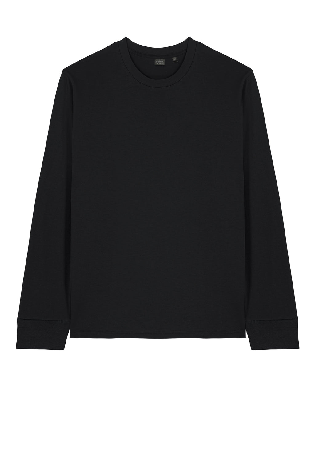 Front View of Black Stanley/Stella Unisex Creator 2.0 Long Sleeve Tee SXU022