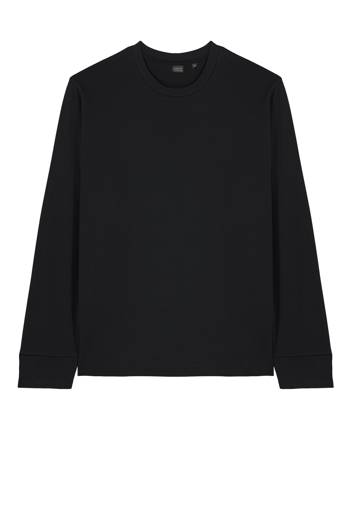 Front View of Black Stanley/Stella Unisex Creator 2.0 Long Sleeve Tee SXU022