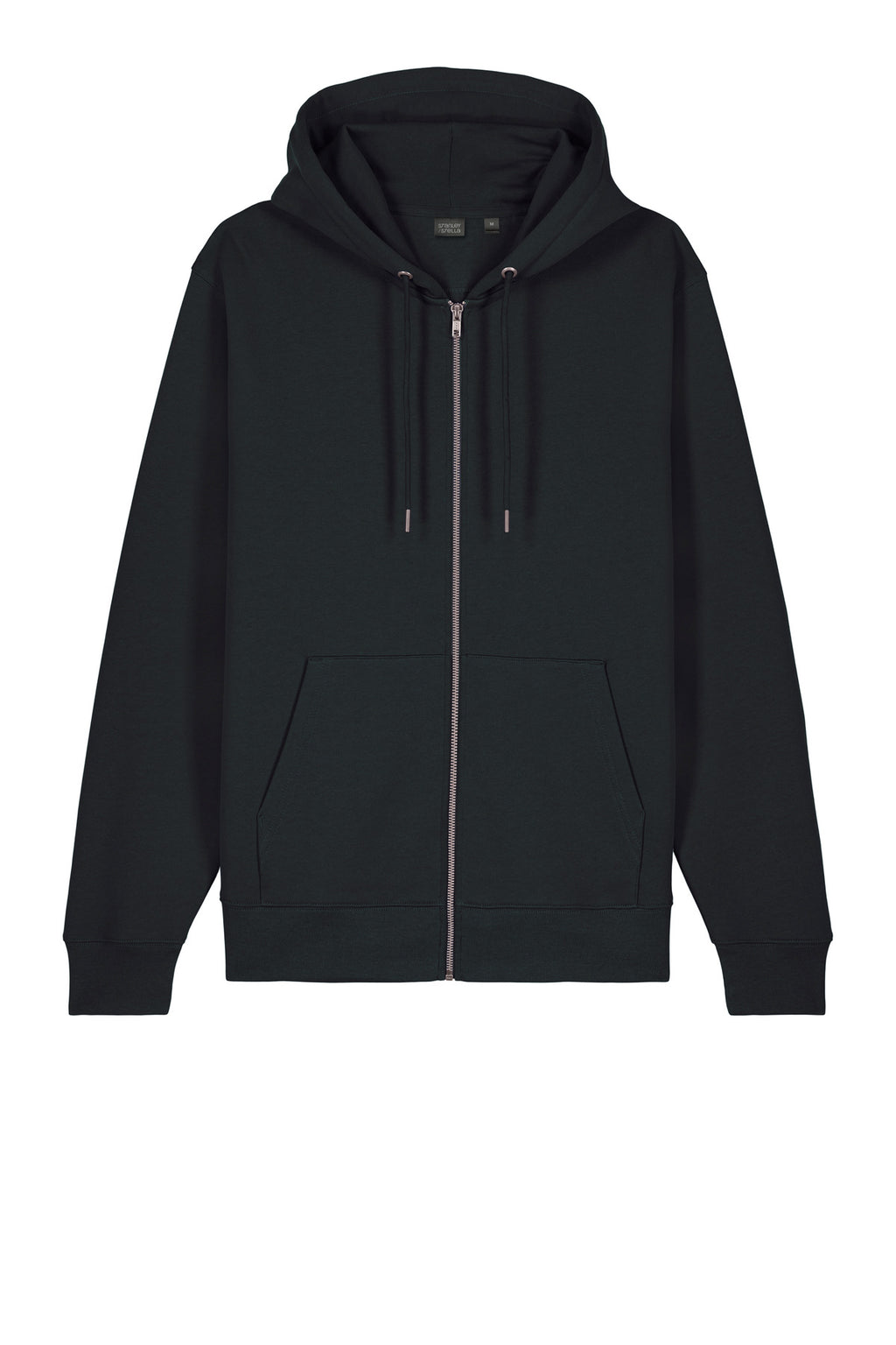 Front View of Black Stanley/Stella Unisex Cultivator 2.0 Full-Zip Hooded Sweatshirt SXU005