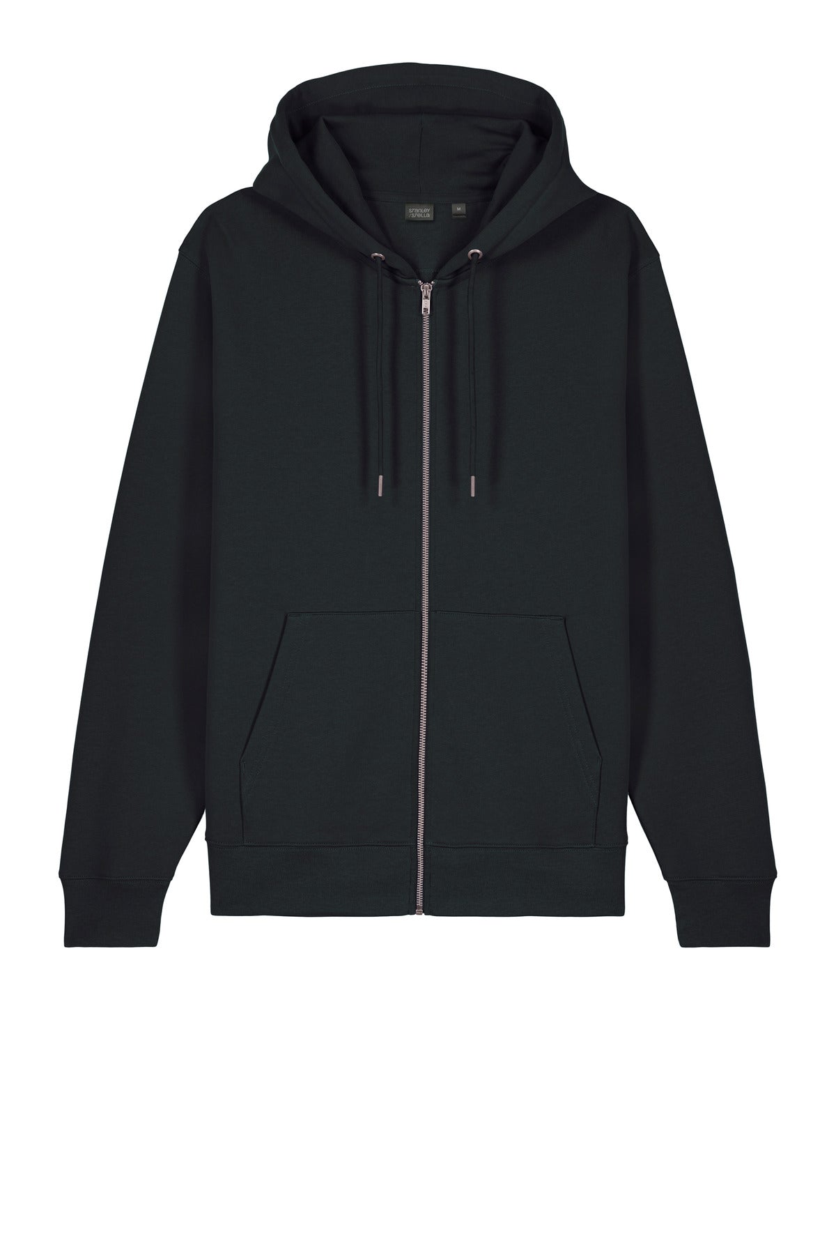 Front View of Black Stanley/Stella Unisex Cultivator 2.0 Full-Zip Hooded Sweatshirt SXU005