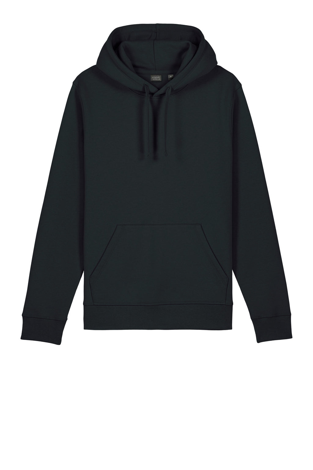 Front View of Black Stanley/Stella Unisex Drummer 2.0 Hooded Sweatshirt SXU009