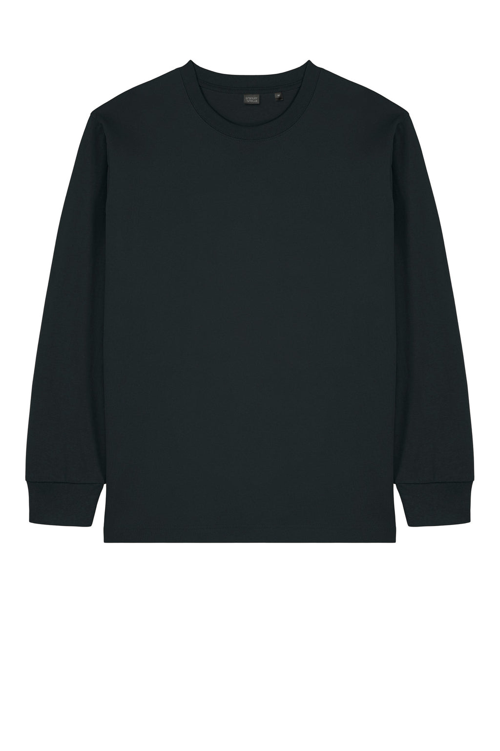 Front View of Black Stanley/Stella Unisex Freestyler Heavyweight Long Sleeve Tee SXU023