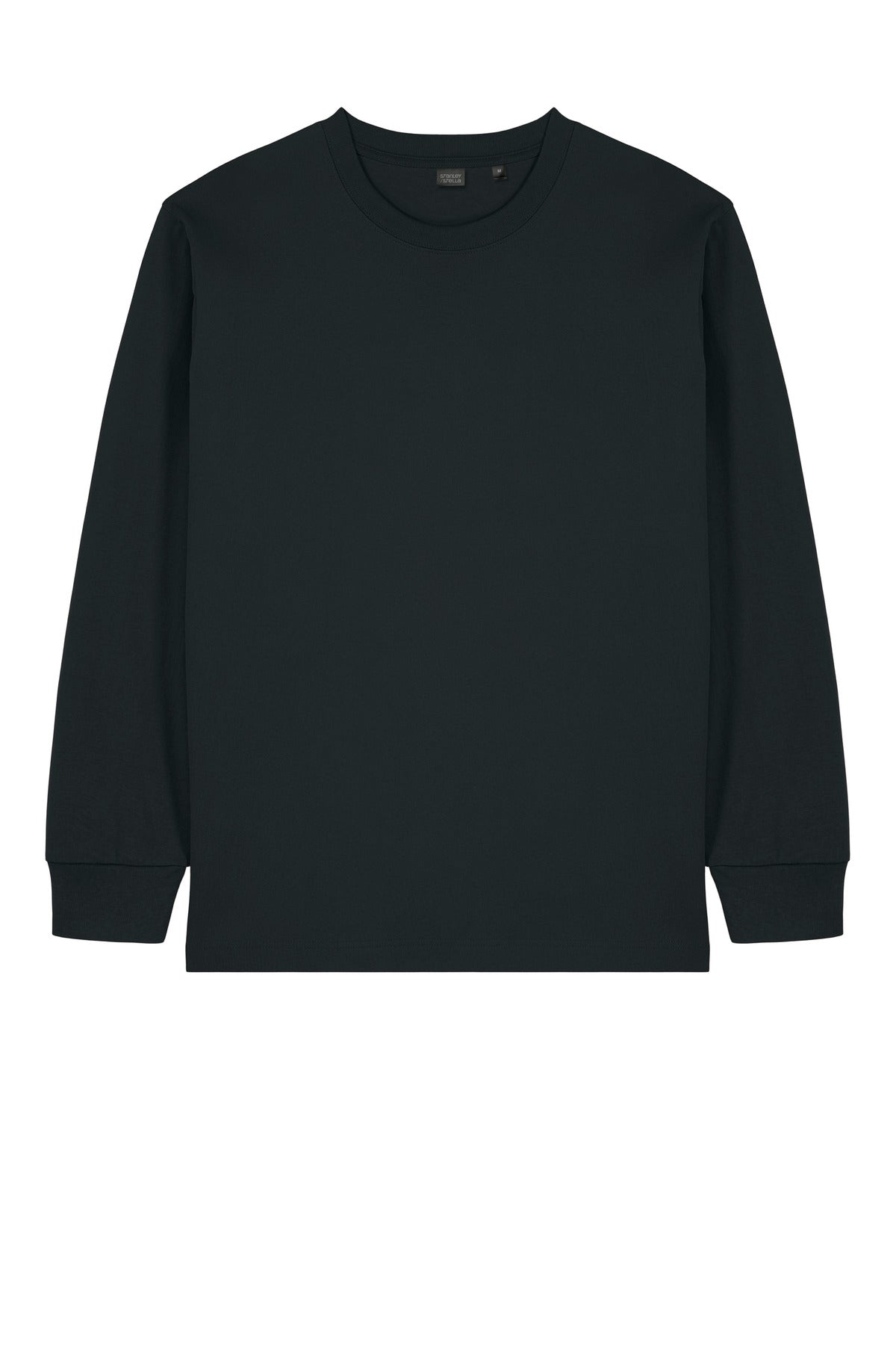 Front View of Black Stanley/Stella Unisex Freestyler Heavyweight Long Sleeve Tee SXU023
