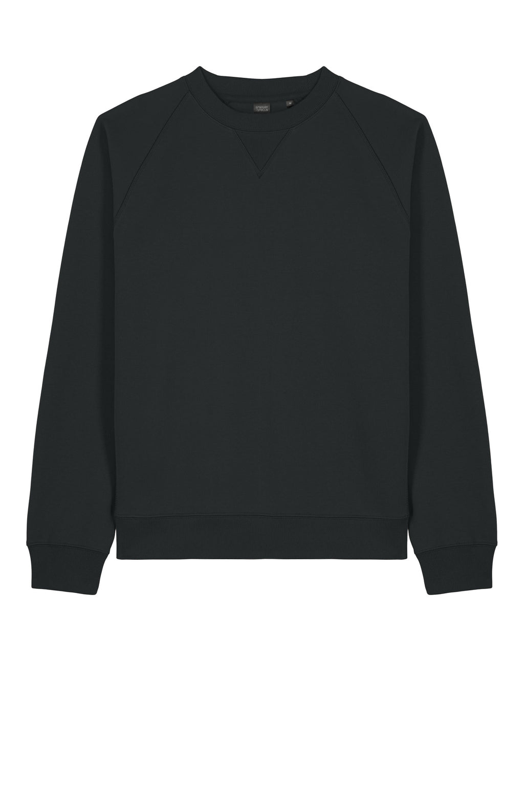 Front View of Black Stanley/Stella Unisex Knoxer Crewneck Sweatshirt SXU026