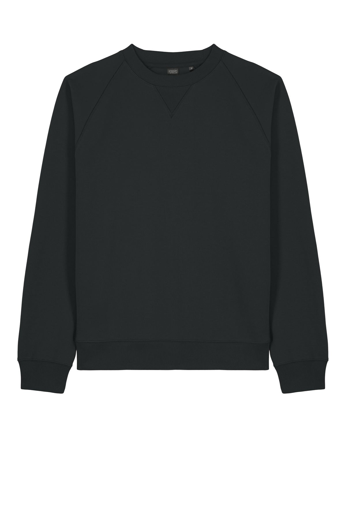 Front View of Black Stanley/Stella Unisex Knoxer Crewneck Sweatshirt SXU026