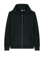 Front View of Black Stanley/Stella Unisex Mixer Full-Zip Hooded Sweatshirt SXU011
