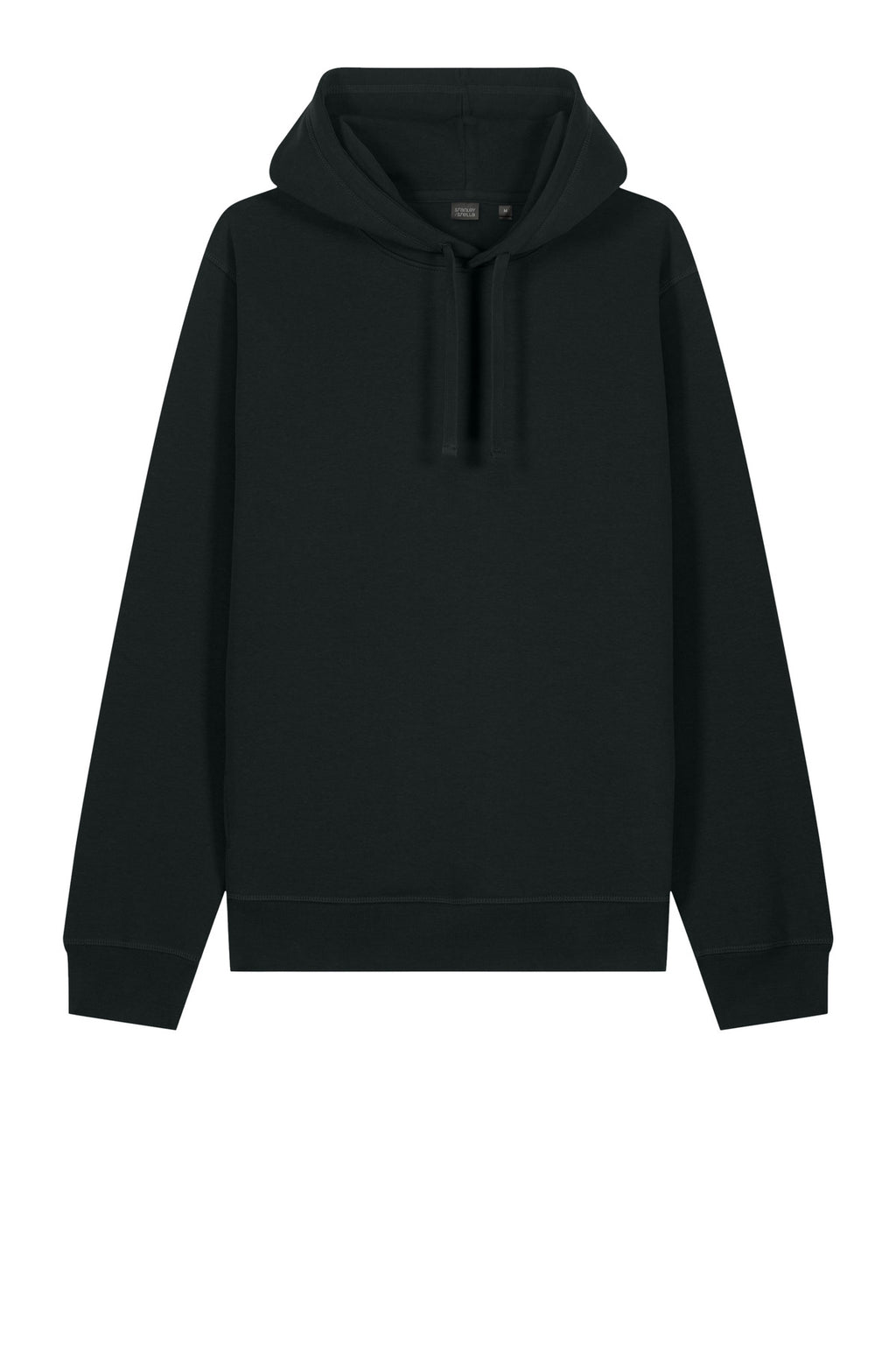 Front View of Black Stanley/Stella Unisex Sounder Hooded Sweatshirt SXU012