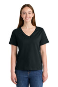 Front View of Black Stanley/Stella Women's Stella Isla V-Neck Tee SXW032
