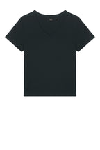 Front View of Black Stanley/Stella Women's Stella Isla V-Neck Tee SXW032