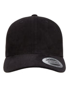 Front View of Black Structured Brushed Twill Cap - 6363V