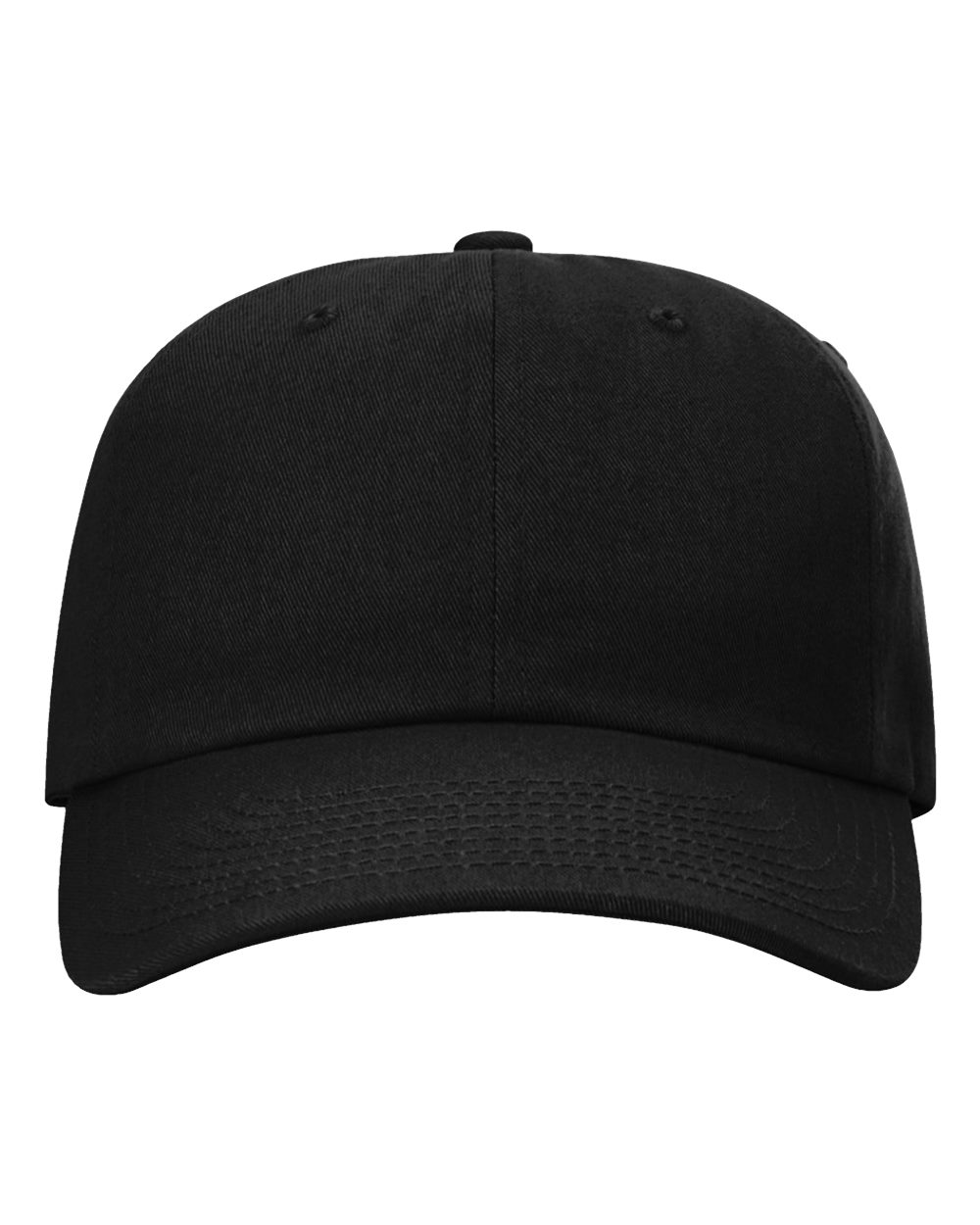Front View of Black Sustainable Ashland Dad Hat - 254RE