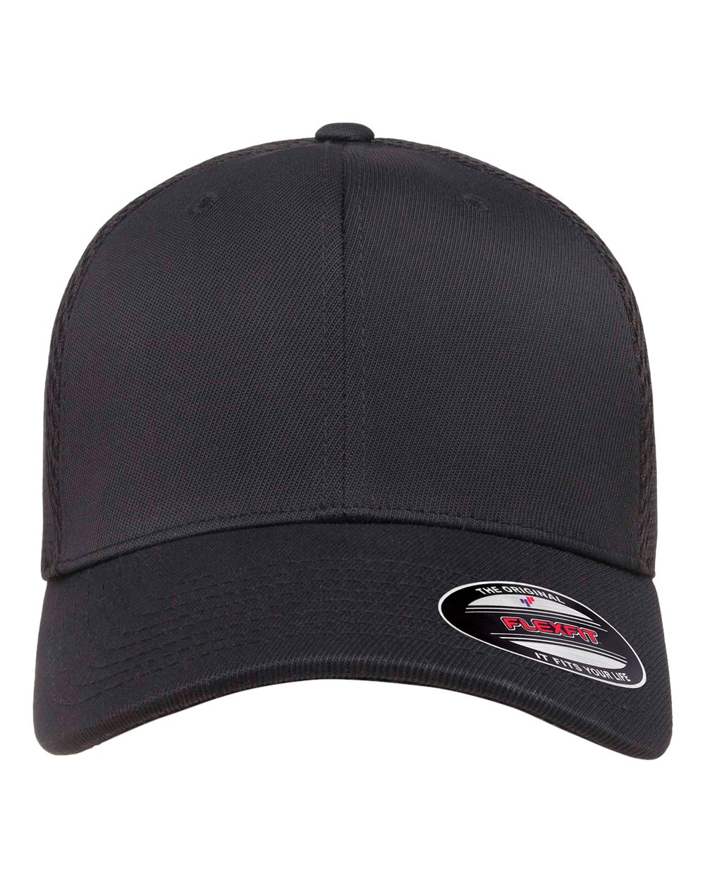 Front View of Black Ultrafiber Mesh Cap - 6533
