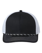 Front View of Black/ White Everyday Rope Trucker Cap - GB452R