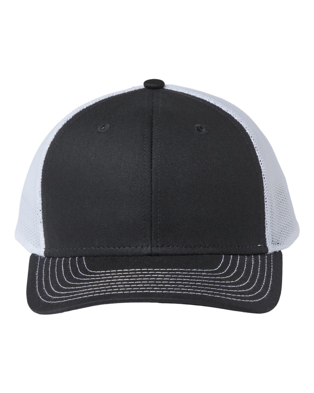 Front View of Black/ White Everyday Trucker Cap - GB452E