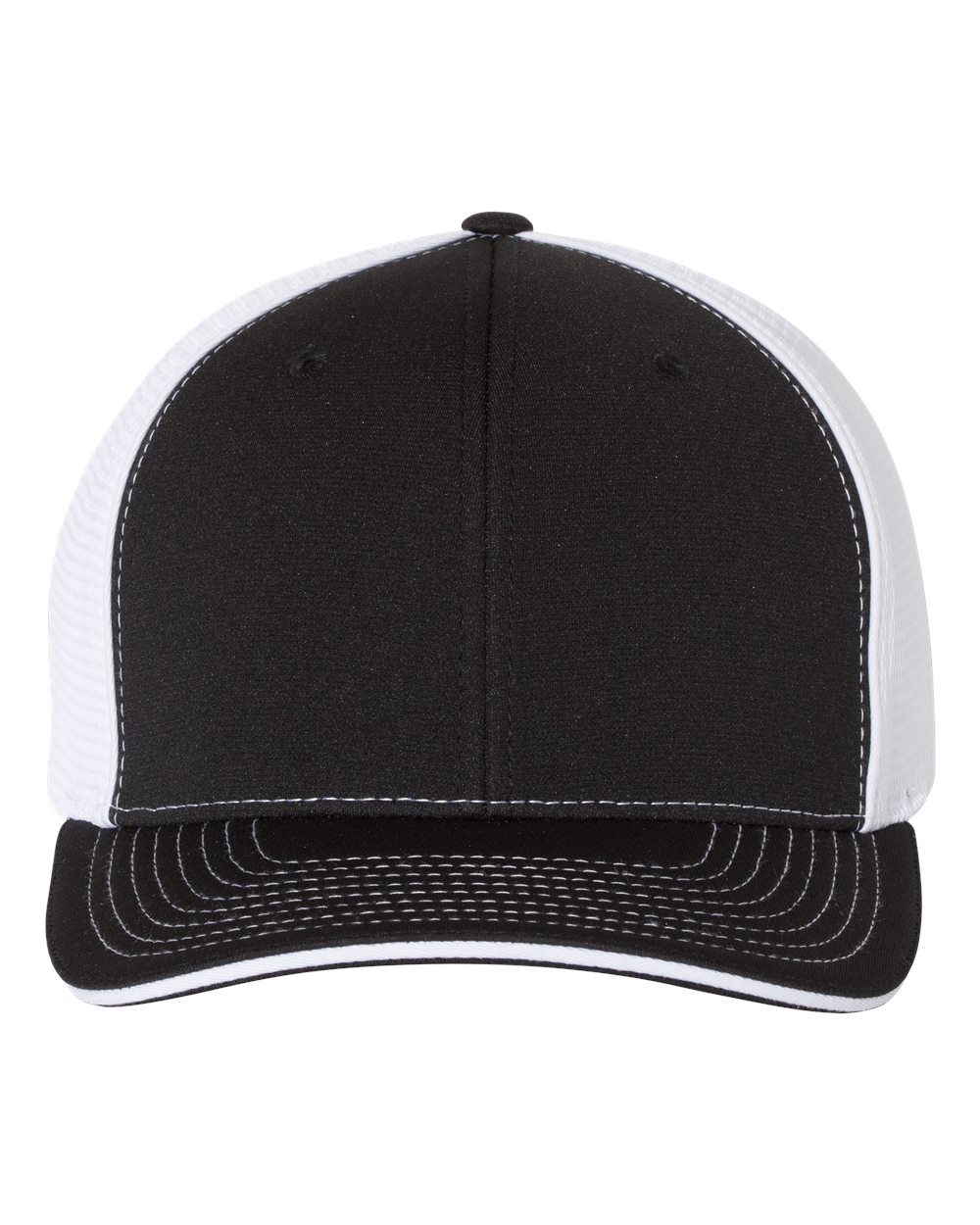 Front View of Black/ White Split Pulse Sportmesh R-Flex Cap - 172