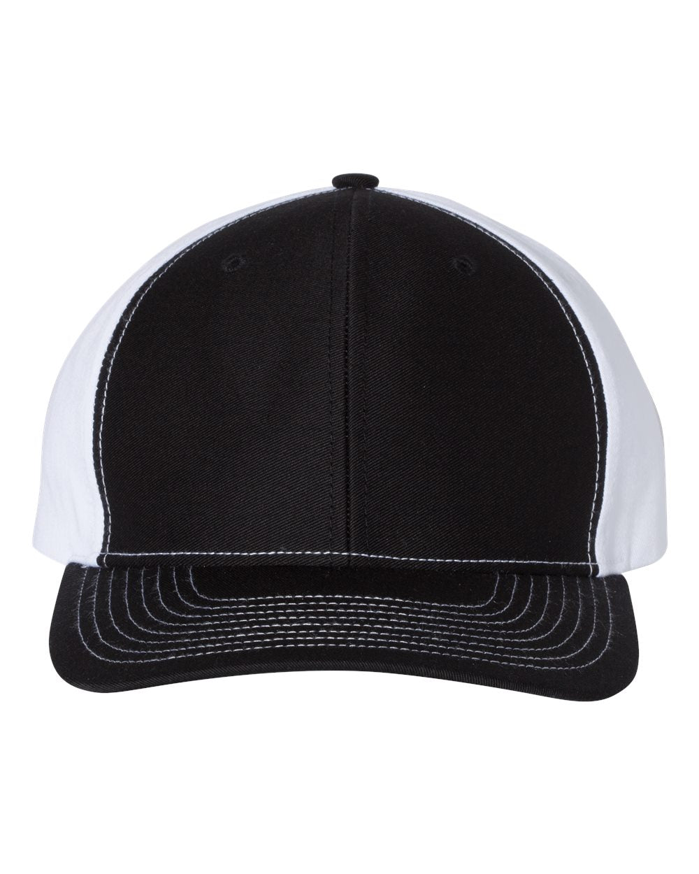 Front View of Black/ White Twill Back Trucker Cap - 312