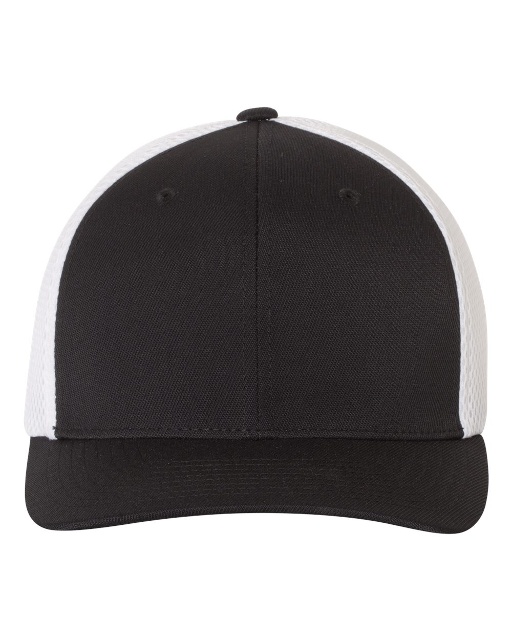 Front View of Black/ White Ultrafiber Mesh Cap - 6533