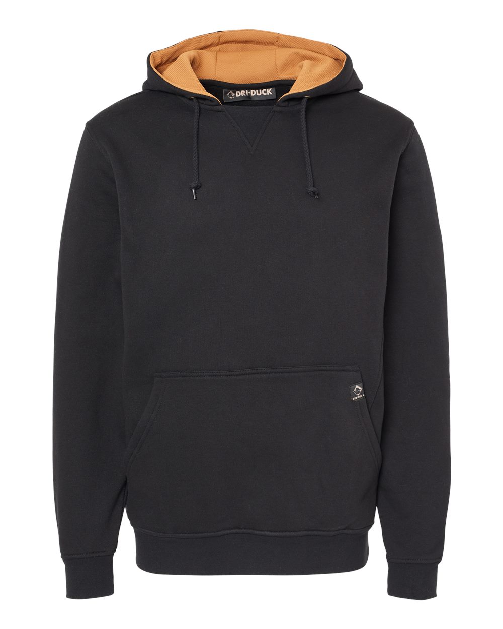 Front View of Black Woodland Fleece Hooded Pullover - 7035
