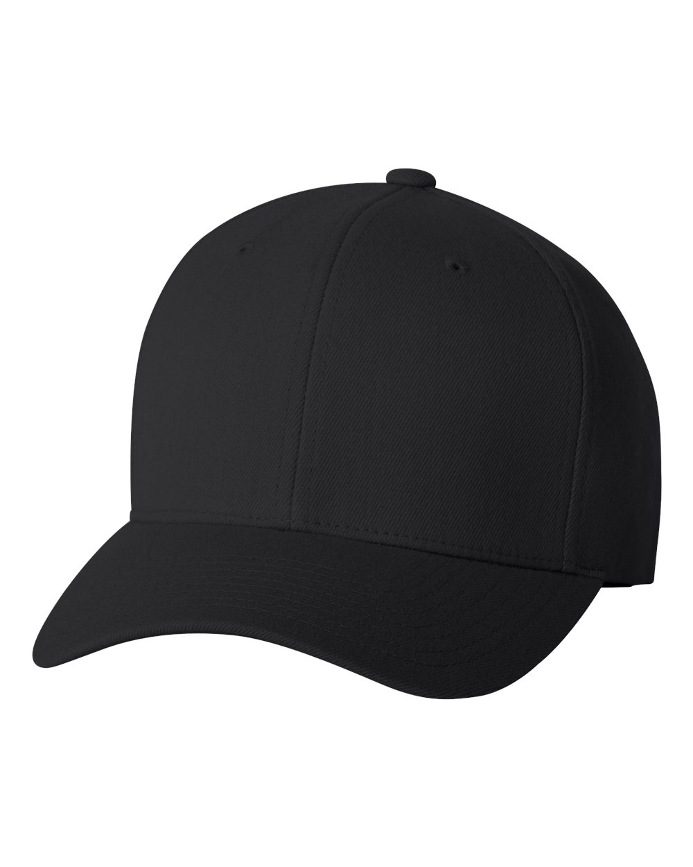 Front View of Black Wool-Blend Cap - 6477