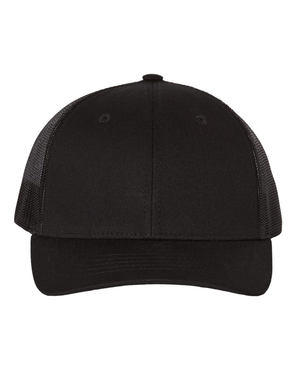 Front View of Black Youth Trucker Snapback Cap - 112Y