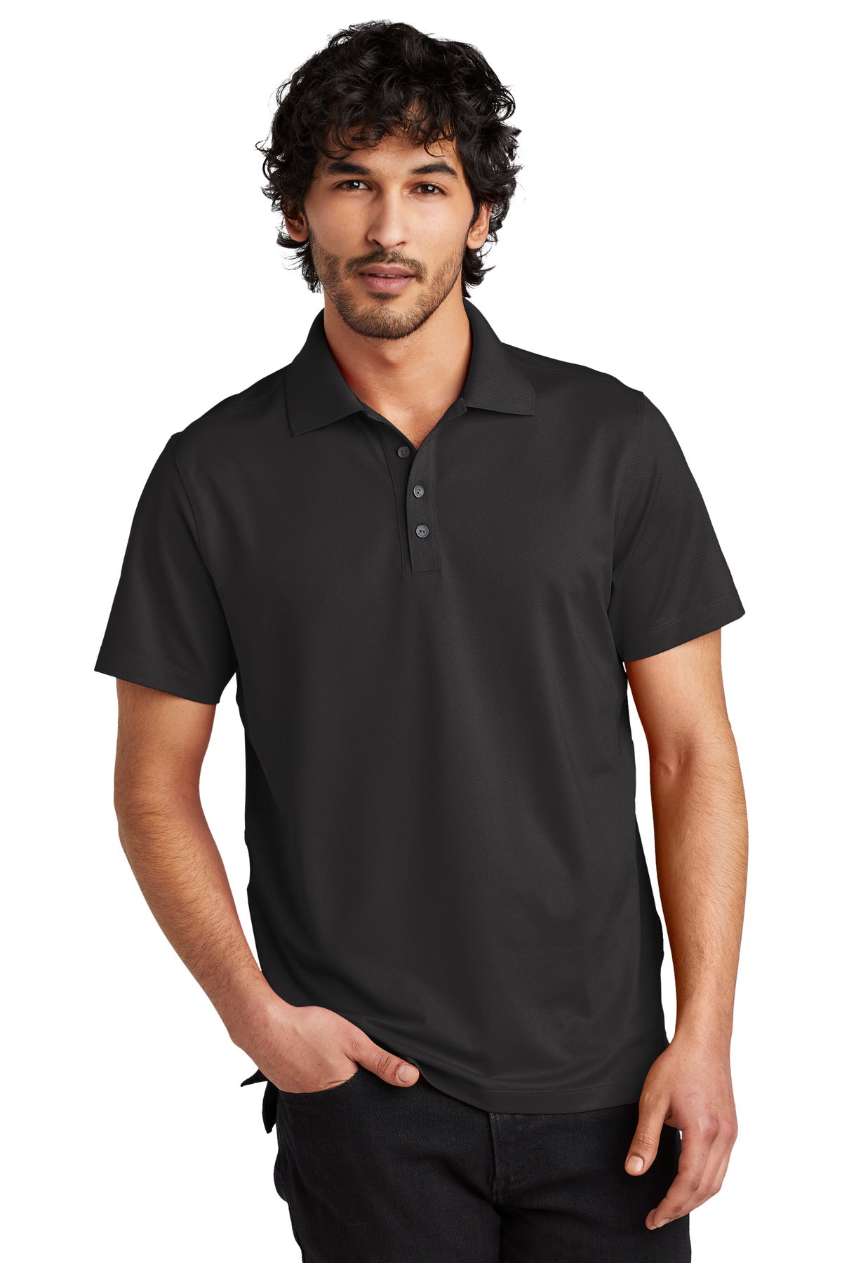 Front View of Blacktop OGIO Metro Polo. OG130