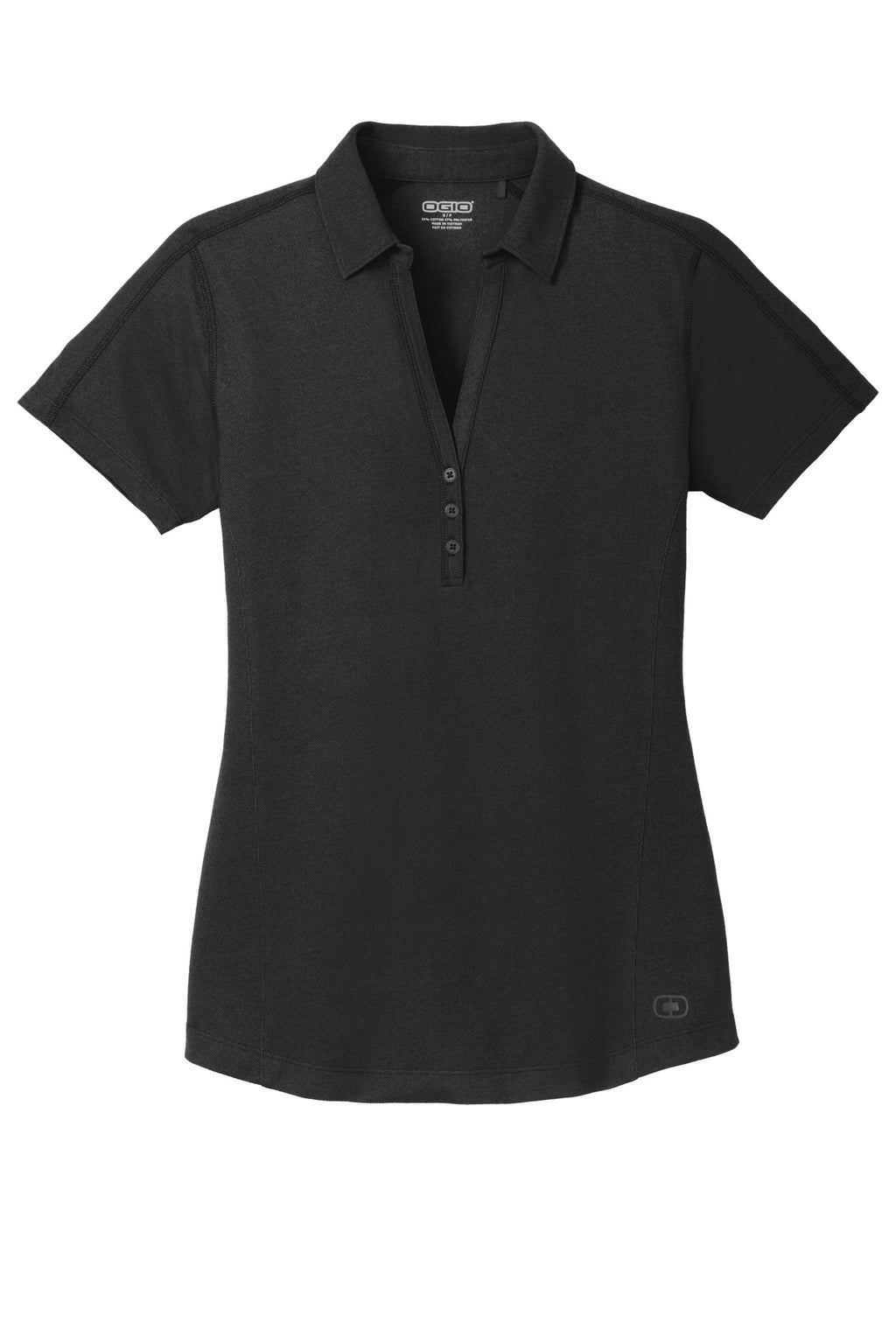 Front View of Blacktop OGIO Women's Onyx Polo. LOG126